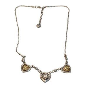 RETIRED Brighton Rotating Gold & Silver Decorative Plated Hearts Necklace